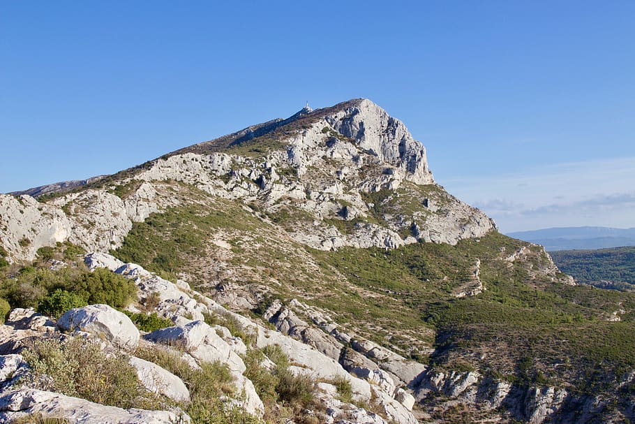 france, mont saint-victoire, côte d'azur, sky, mountain, beauty in nature, HD wallpaper