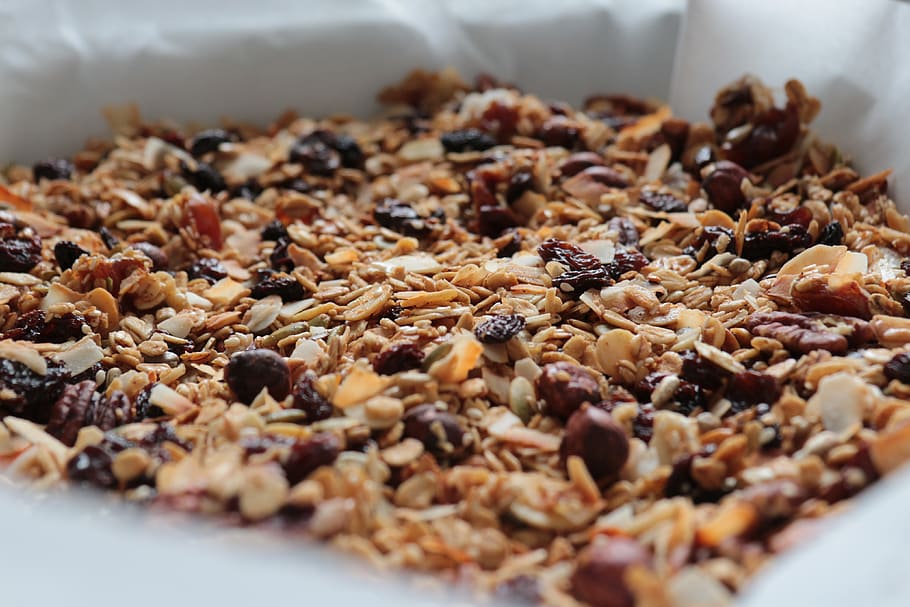 granola, cereal, nuts, fruit, breakfast, food and drink, freshness HD wallpaper