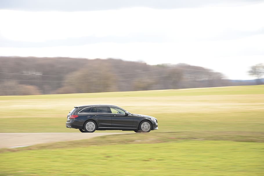 black SUV on grass field, car, vehicle, transportation, automobile, HD wallpaper