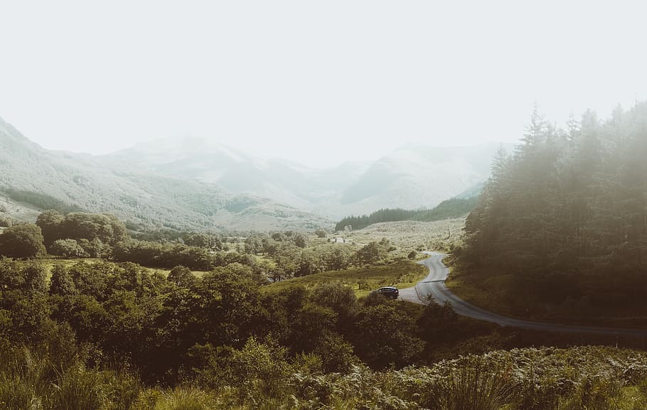 mountain, highland, cloud, sky, landscape, nature, valley, grass HD wallpaper