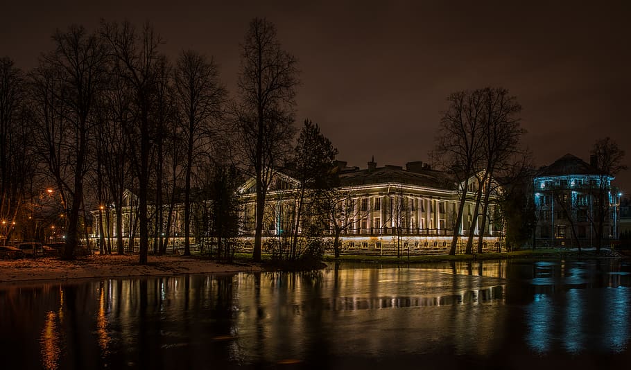 Palace during Night Time, architecture, buildings, dark, evening HD wallpaper