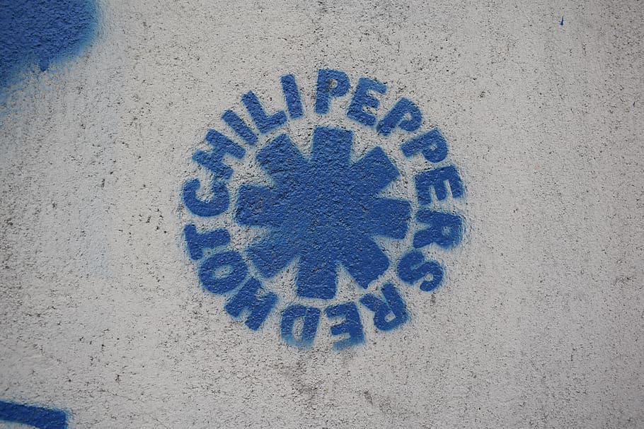 blue Red Hot Chili Peppers logo, belgrade, serbia, closeup, band logo