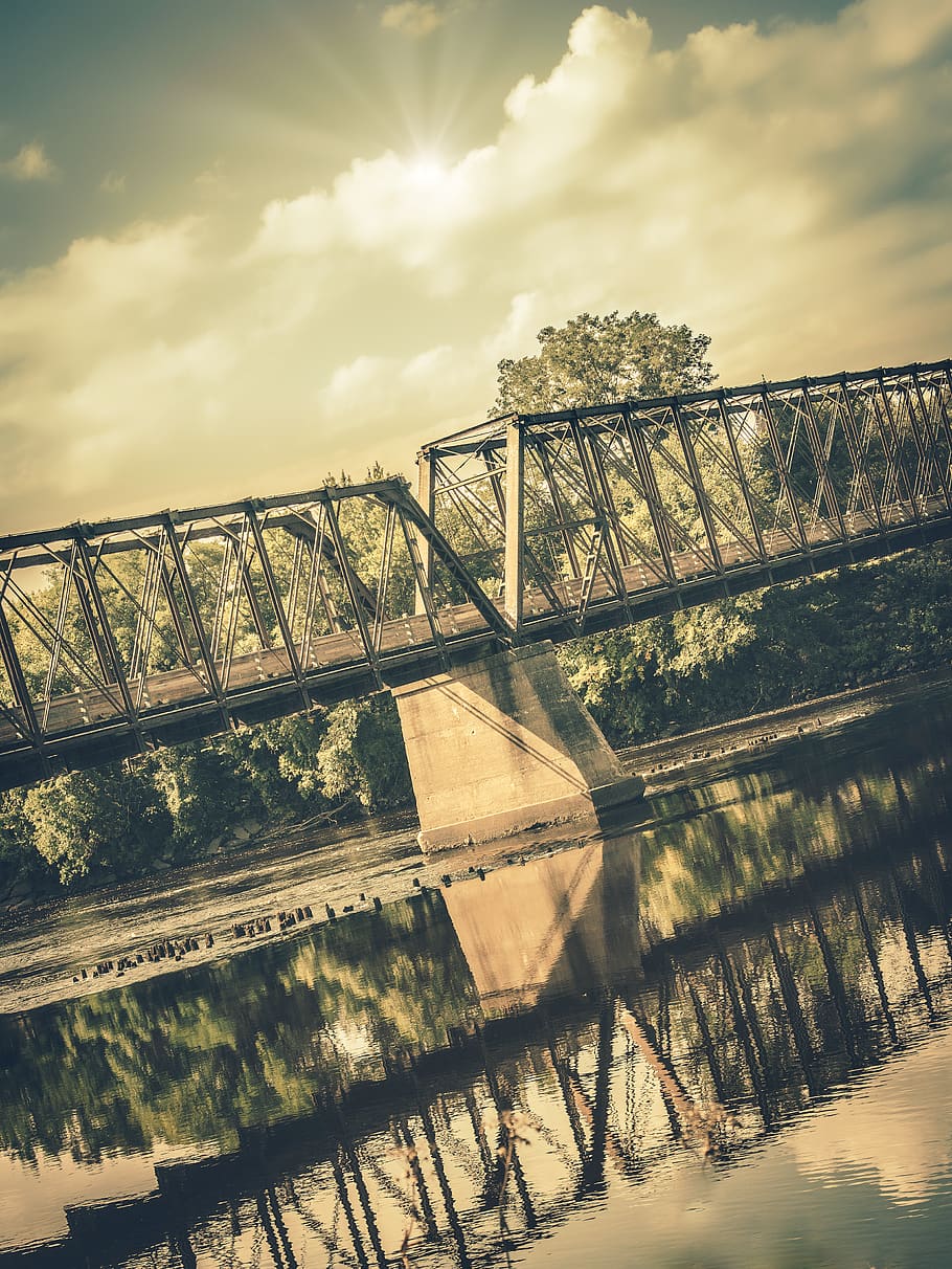 united states, eau claire, cloud - sky, water, bridge, built structure HD wallpaper