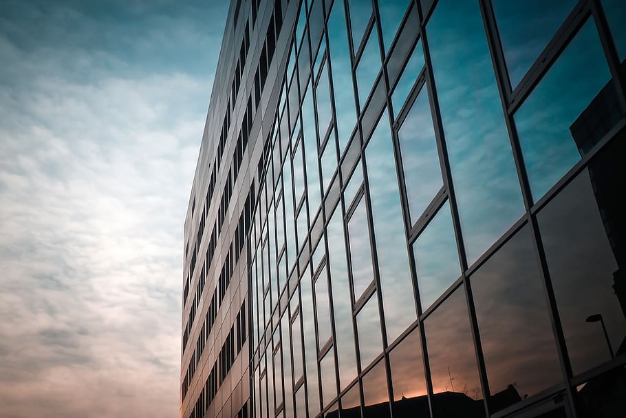 glass, window, architecture, reflection, office, facade, building HD wallpaper