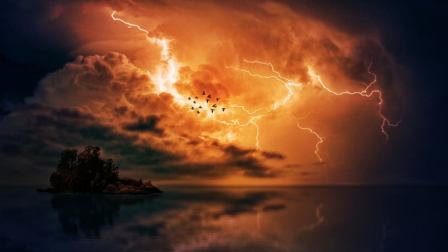 Lightning Photo, dark, dawn, dramatic, evening, landscape, night HD wallpaper