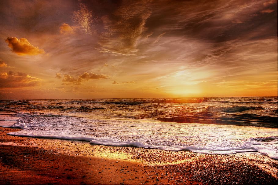 sun, beach, summer, sea, ocean, water, sand, vacations, sunset HD wallpaper