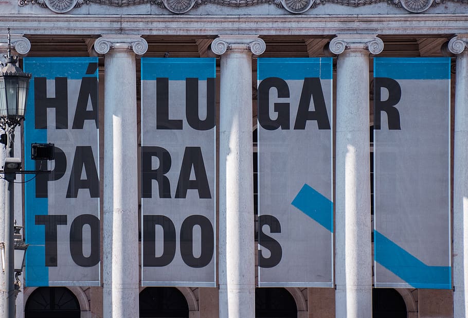 Halugar Para Todos poster, building, architecture, teatro nacional d.maria ii, HD wallpaper
