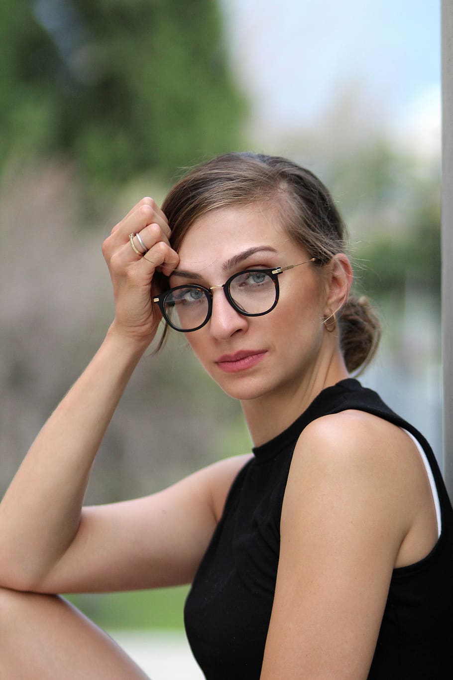 greece, thessaloniki, female, glasses, model, woman, eyewear, HD wallpaper
