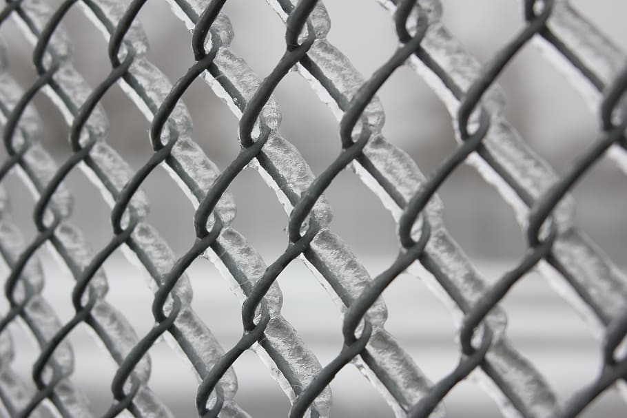 fence, white, winter, ice, storm, ice storm, park, chain linked HD wallpaper