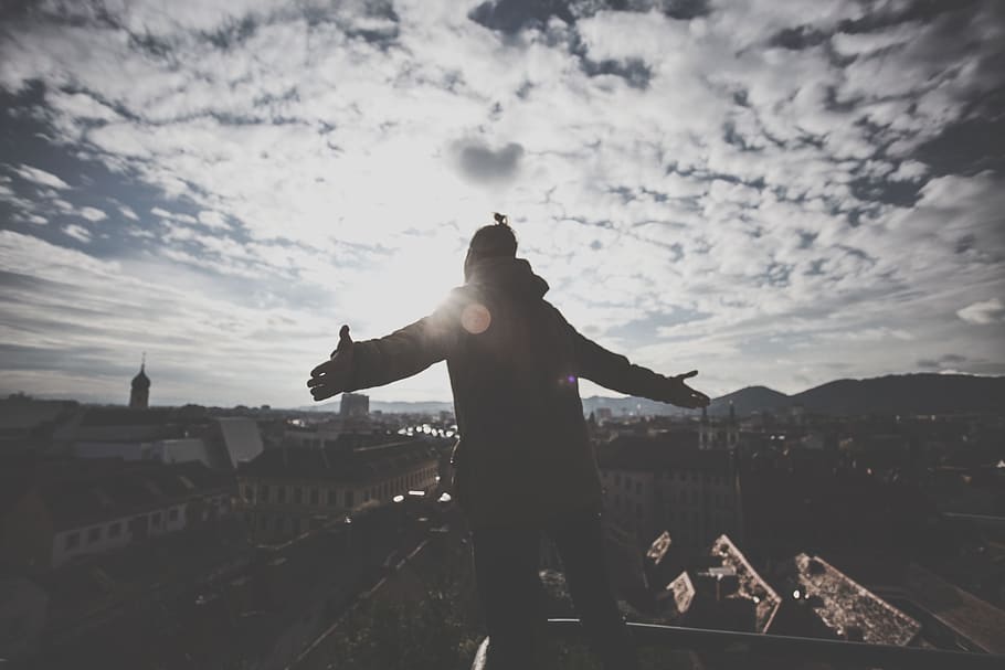 austria, graz, sky, architecture, cloud - sky, one person, built structure HD wallpaper