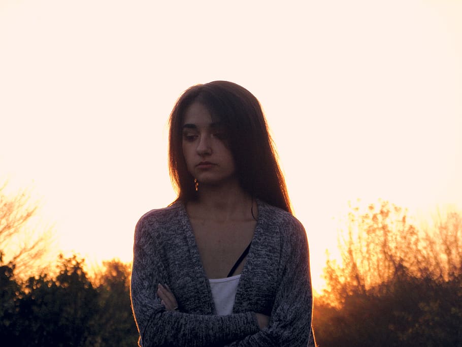 light, mood, sad, yellow, sun, girl, face, hair, glow, young adult HD wallpaper