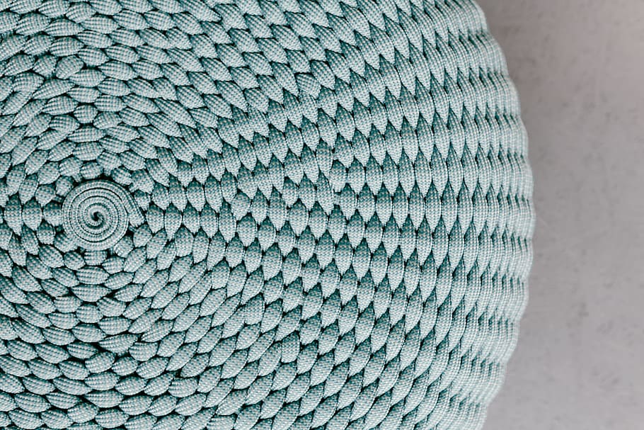 Blue knitted pouf, closeup, detail, background, close-up, light blue HD wallpaper