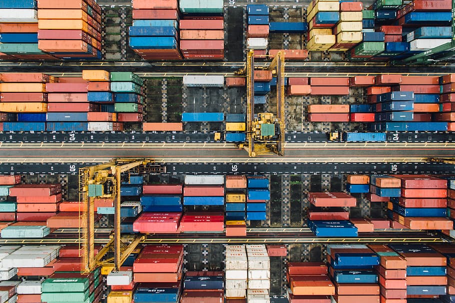 container, van, export, travel, cargo, wharf, transportation HD wallpaper