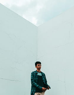 Men's Green and White Plaid Dress Shirt, background, casual, close-up HD wallpaper