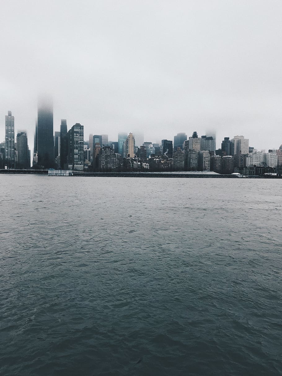 united states, long island city, blend on the water, cloudy, HD wallpaper