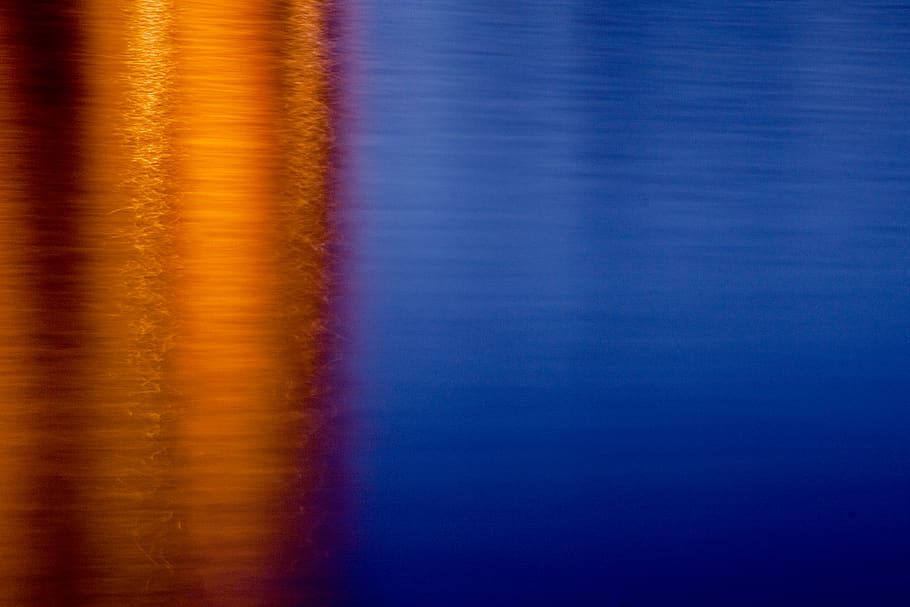 long exposure, blue, orange, blur, oil painting, light, reflection HD wallpaper
