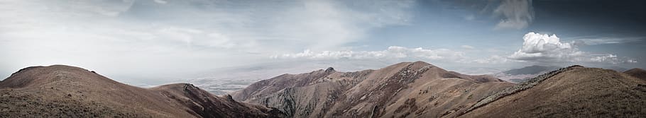 brown mountain across clouds, nature, panoramic, outdoors, scenery HD wallpaper