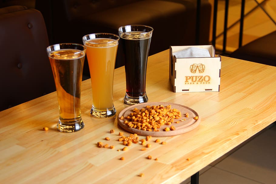 beer, corn, snacks, food and drink, table, refreshment, freshness HD wallpaper