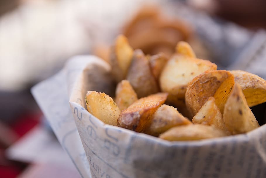 HD wallpaper: Close Up Photo of Potato Wedges, bowl, close-up ...