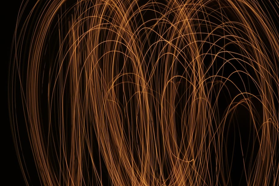 yellow lines, pattern, texture, ornament, fractal, lighting, flame HD wallpaper