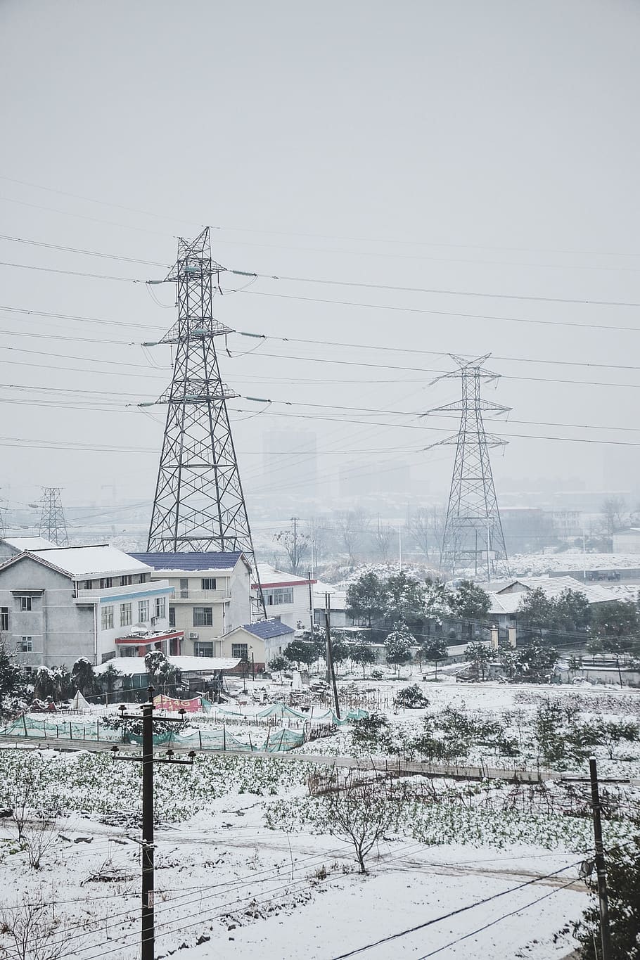 china, changde, shimen, cable, winter, electricity, cold temperature HD wallpaper