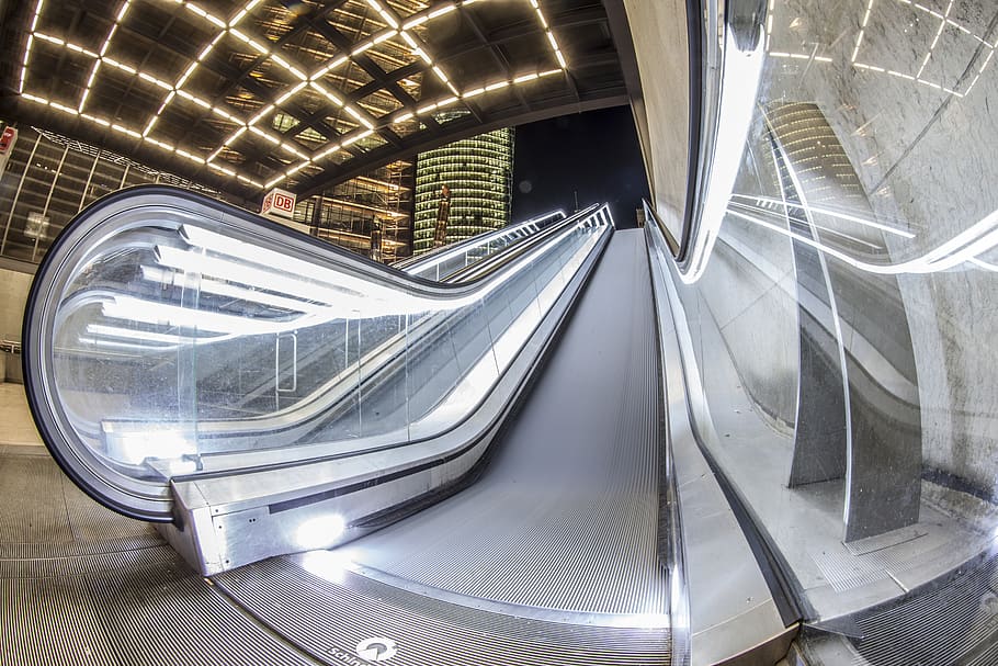 Time Lapse Photography of Escalator, architecture, building, contemporary HD wallpaper