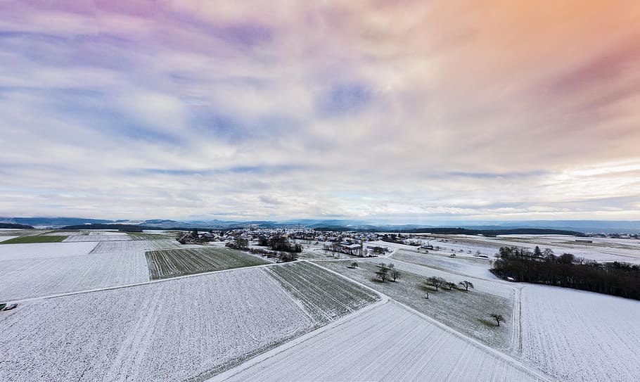 snow, winter, landscape, sky, abendstimmung, cloud - sky, nature HD wallpaper