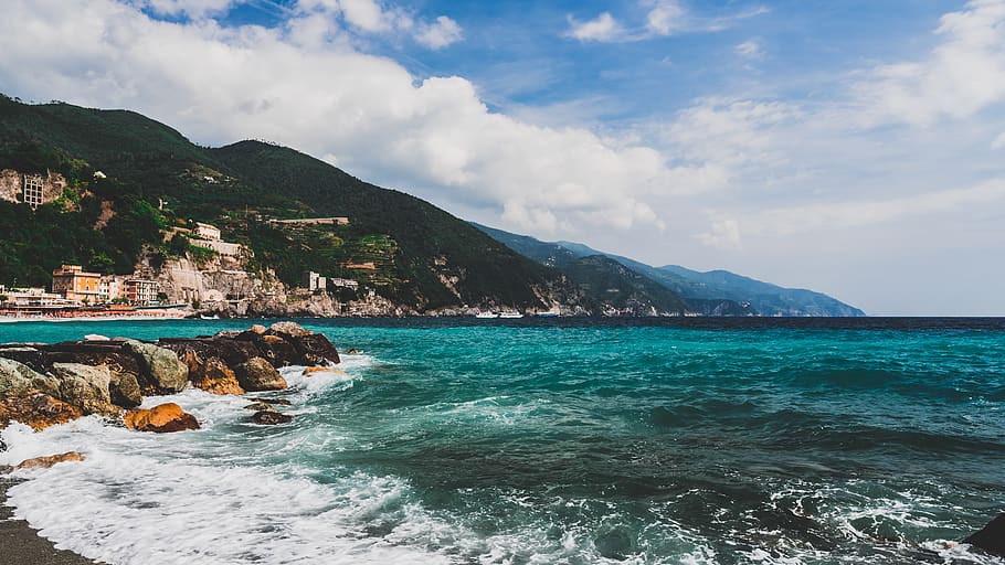 Body of Water, bay, beach, blue waters, clouds, daylight, landscape HD wallpaper