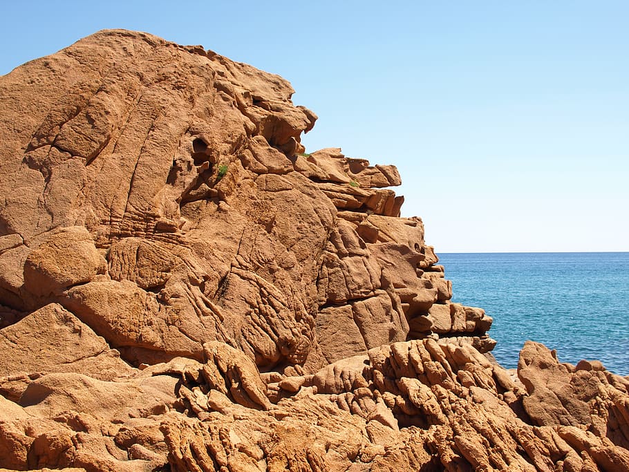italy, cardedu, sea, sky, rock, rock - object, solid, rock formation HD wallpaper