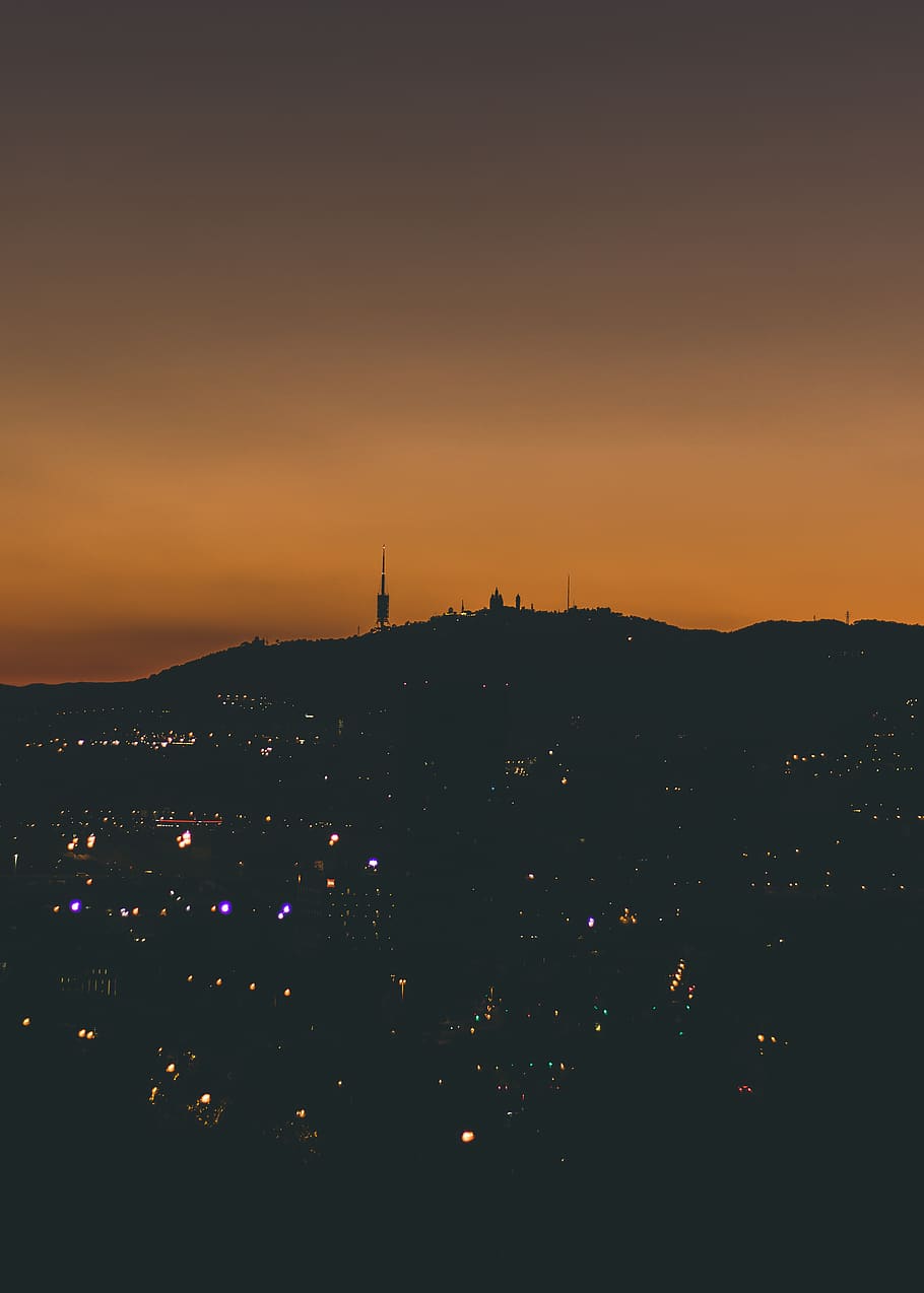 city lights during nighttime, nature, outdoors, sky, red sky HD wallpaper
