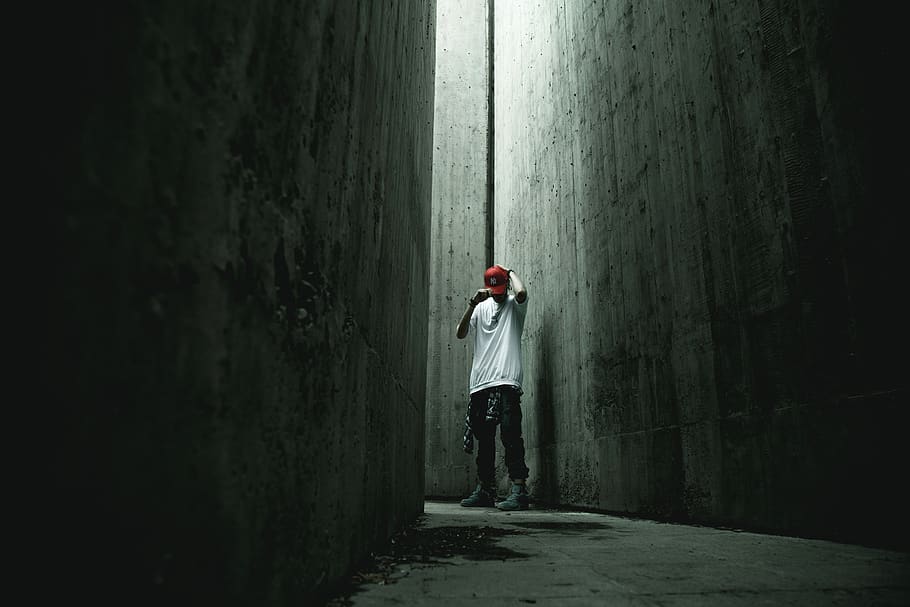 man standing on concrete ground, one person, full length, architecture HD wallpaper