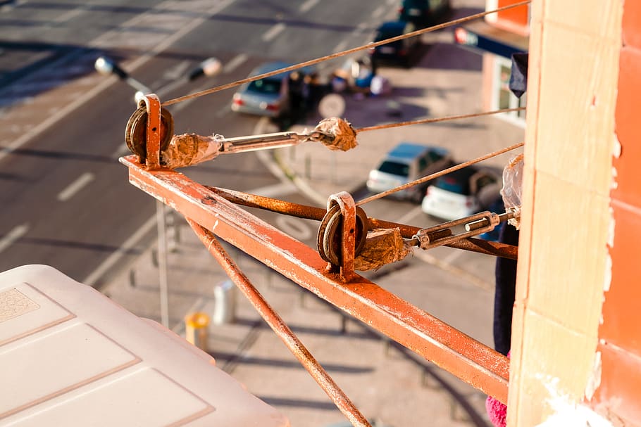 handrail, banister, rust, railing, machine, invertebrate, bee HD wallpaper