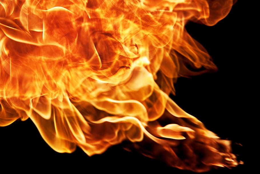 fire, flame, hell, cooking, black, burn, heat, detail, closeup HD wallpaper