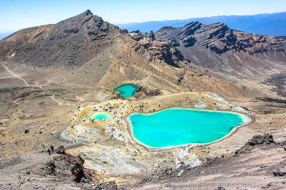 Bodies of Water Surrounding Mountain during Daytime, landscape HD wallpaper