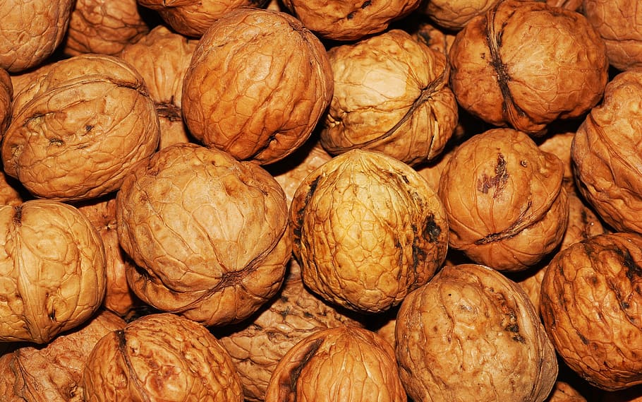 Walnuts, brown, food, food and drink, full frame, wellbeing, healthy eating HD wallpaper