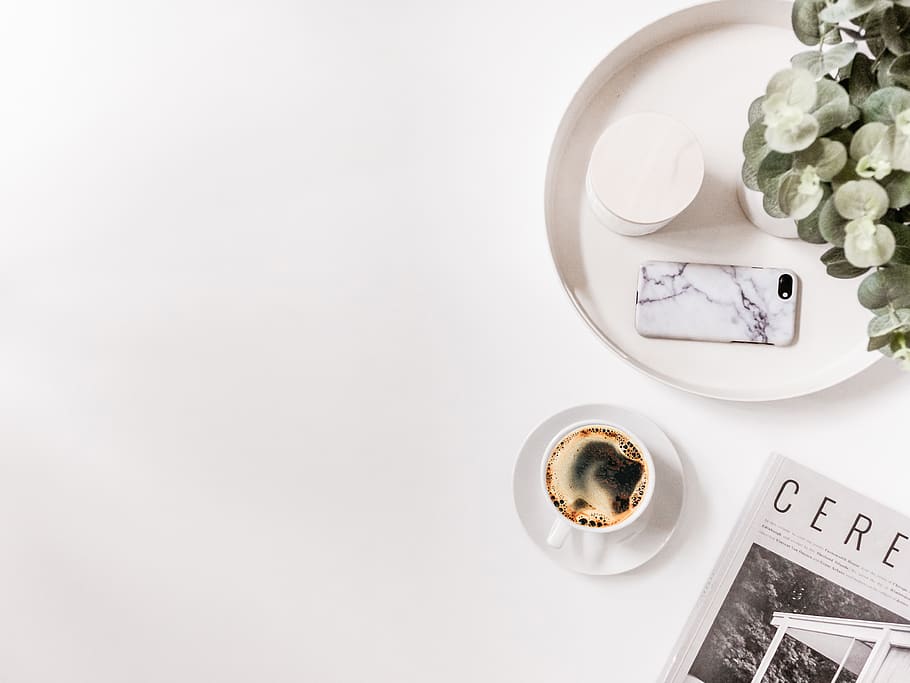 white coffee cup, still life, indoors, directly above, food and drink HD wallpaper