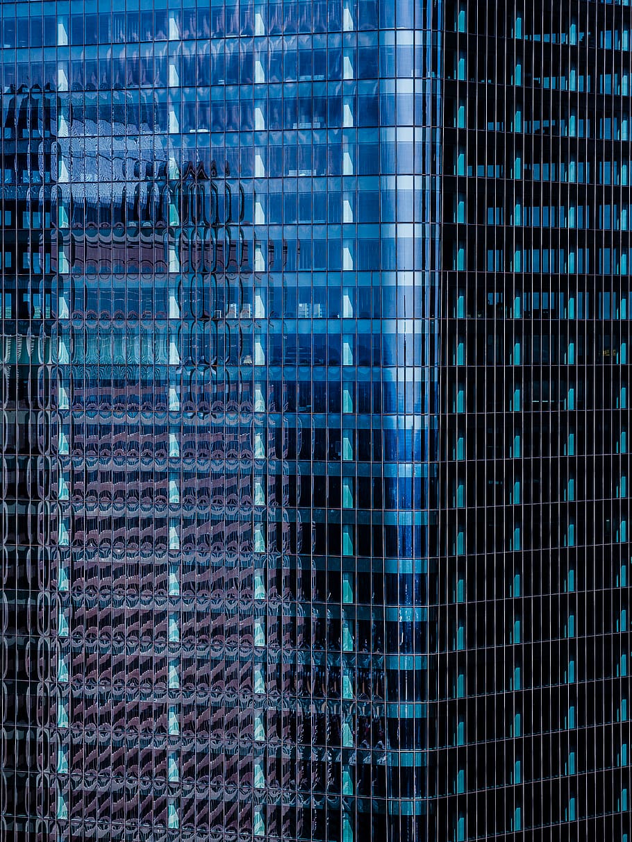 blue building, full frame, backgrounds, pattern, no people, window HD wallpaper