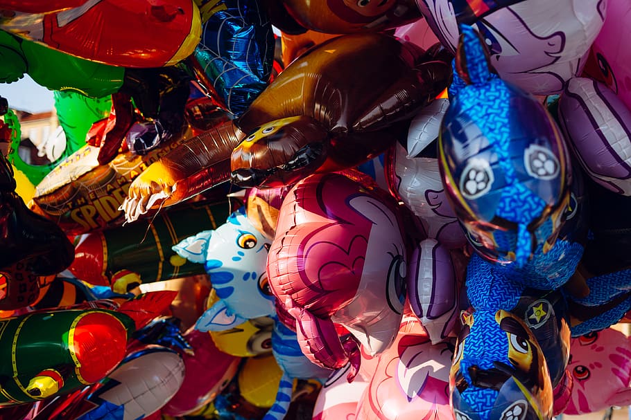 assorted-color inflatable balloons at daytime, multi colored HD wallpaper