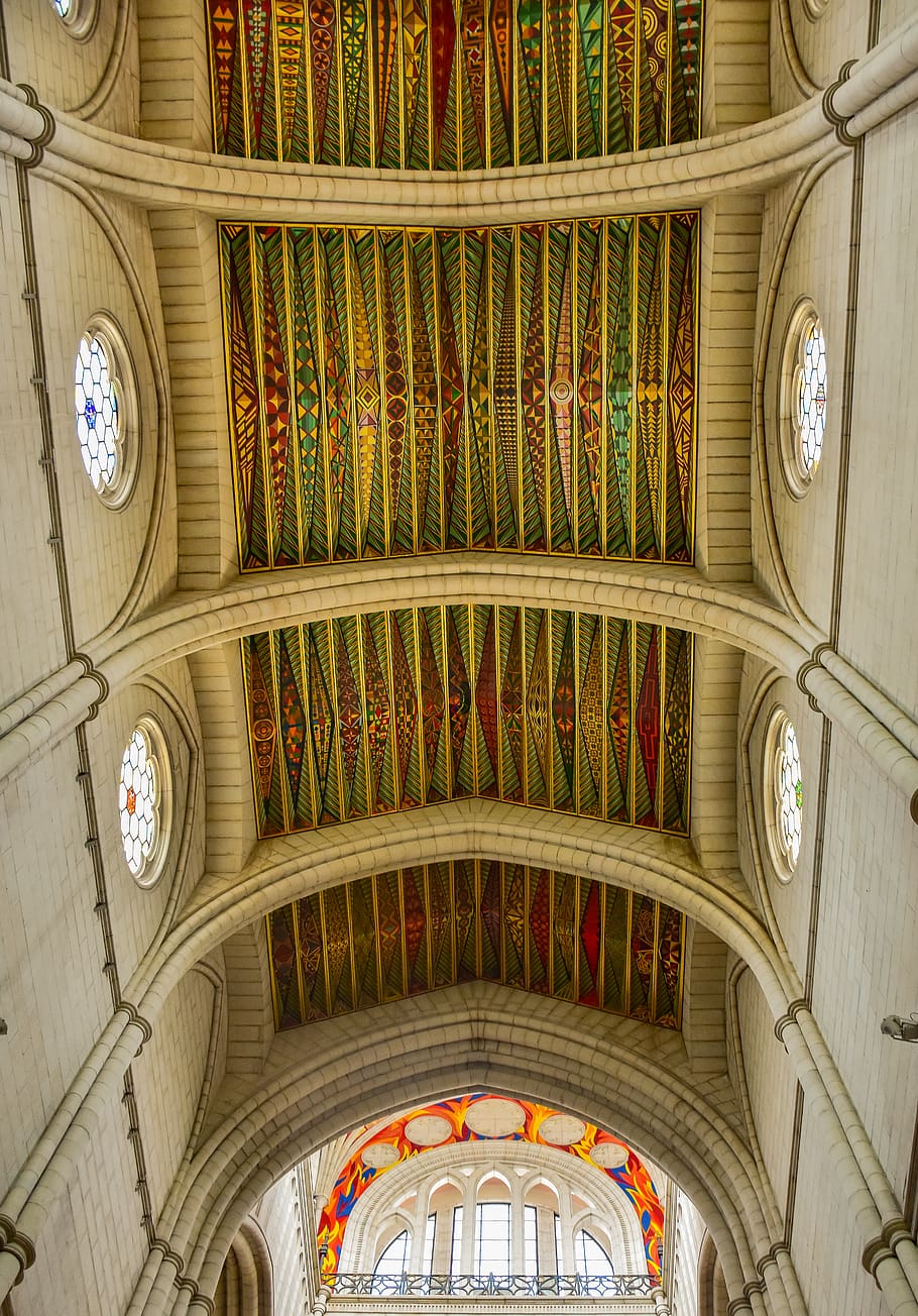 building interior, architecture, corridor, spain, arched, church HD wallpaper