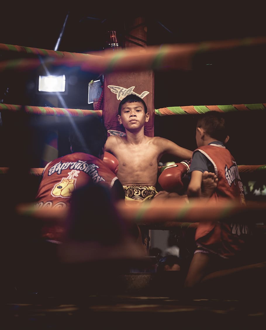 male boxer inside ring, real people, indoors, lifestyles, night HD wallpaper