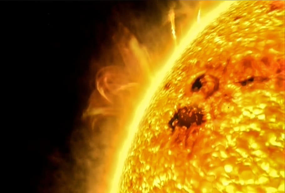 flare, solar, burn, burning, fire, yellow, space, hot, lunar HD wallpaper