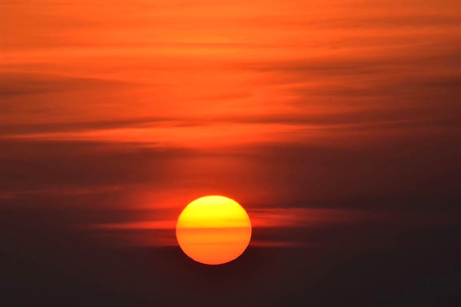 sunset wallpaper, sky, orange color, dramatic sky, circle, nature HD wallpaper