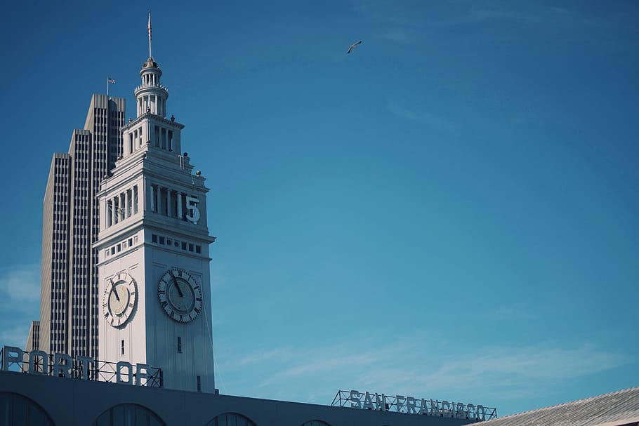 San Francisco Clock Tower, architecture, blue, blue sky, building HD wallpaper