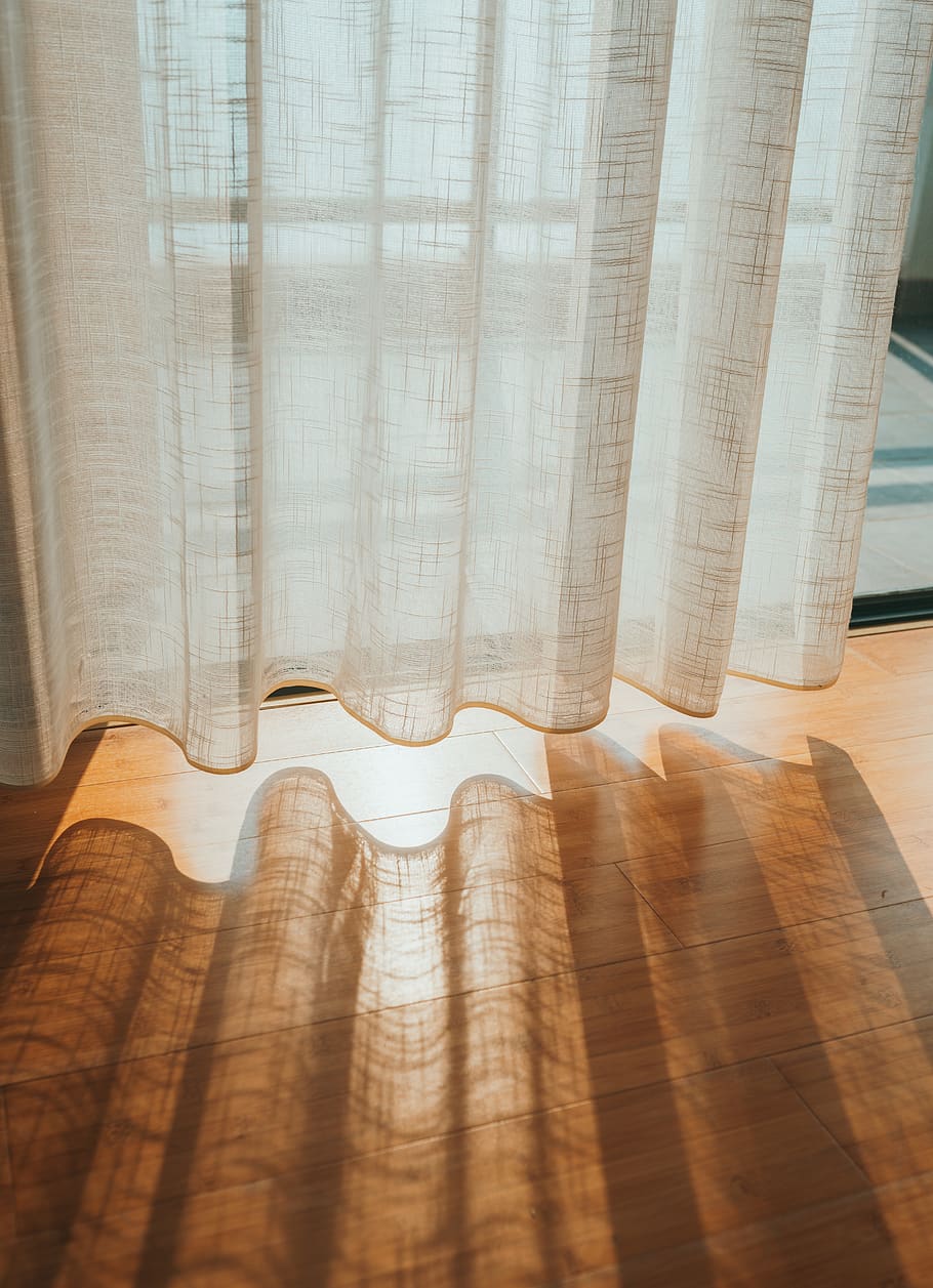 white window curtain, textile, hardwood floor, no people, indoors HD wallpaper