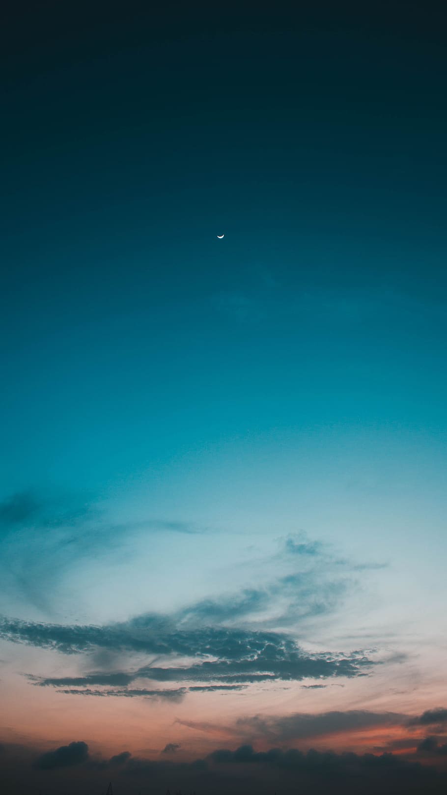 blue clouds and white sky, moon, sunrise, cyan, turquoise, aesthetic