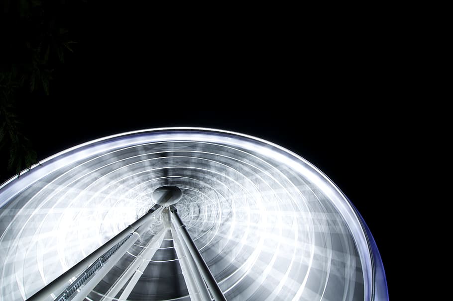 time-lapse photography of lighted Ferris wheel, abstract, long exposure HD wallpaper