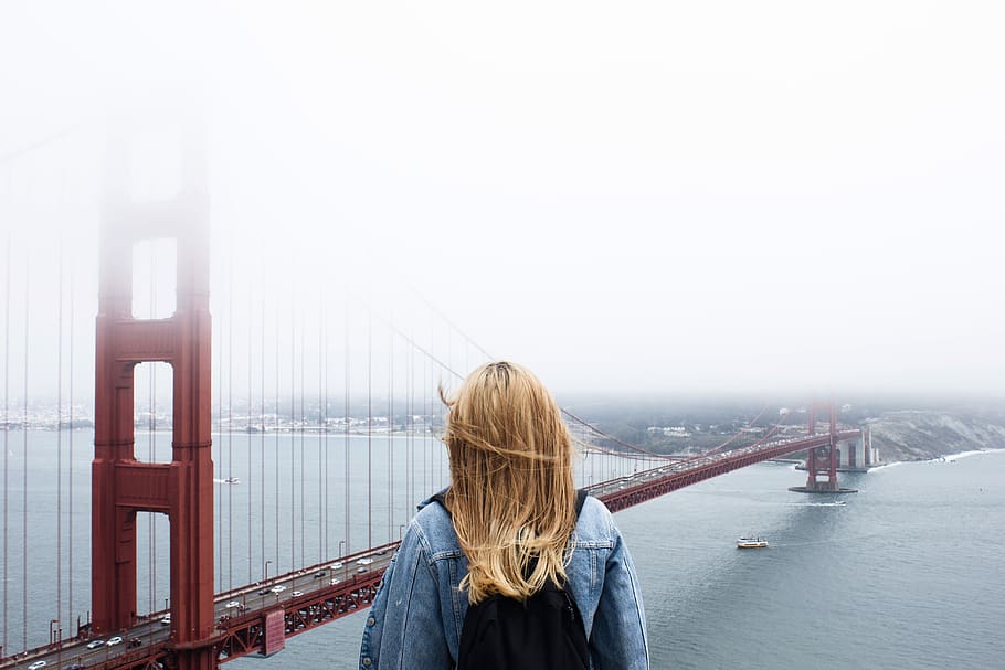 architecture, building, infrastructure, bridge, people, woman HD wallpaper