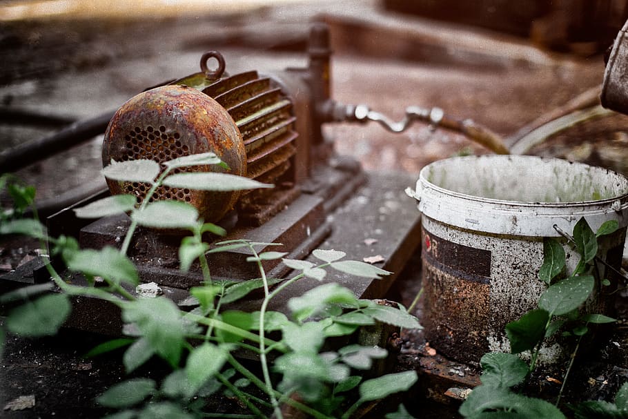 brown water pump, rust, germany, spremberg, rusted, lost place