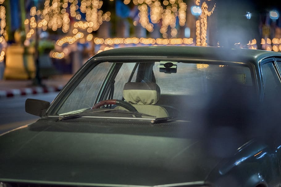 empty car on road, taxi, automobile, vehicle, cab, transportation HD wallpaper