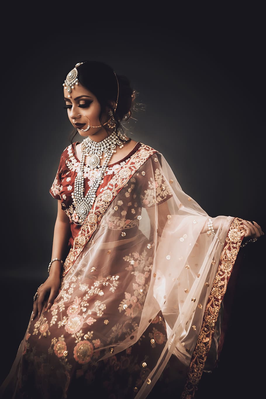 beauty, model, wedding, saree, fashion, indian, portrait, enchantment